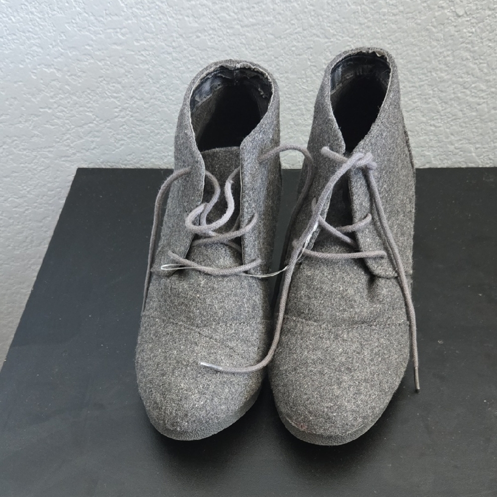 Gray Lace-Up Ankle Boots